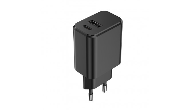 Setty charger 1x USB + USB-C 3A 20W black