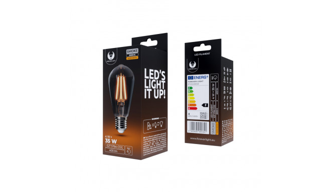 LED Bulb Filament E27 ST64 4W 230V 2000K 400lm COG smoked Forever Light