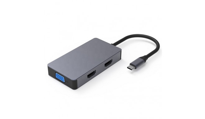 Aдаптер USB Type-C - 2x HDMI, 1x VGA, 1x USB Type-A, 1x USB Type-C PD60W