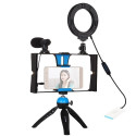 Blogging Smartphone Video Rig (LED Ring Light, Tripod Mount, Phone Holder, Mic)                     