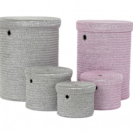 Universaalne korv DKD Home Decor Hall Roosa polüpropüleen 42 x 42 x 52,5 cm 4 Kg