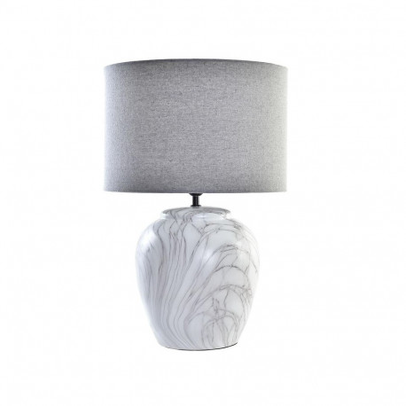 Desk lamp DKD Home Decor Canvas Ceramic Grey White (38 x 38 x 58 cm)
