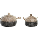 Basket set DKD Home Decor Grey Natural Bicoloured Seagrass Boho 41 x 41 x 33 cm (2 Units)