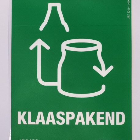 Kleebis prügikastile - Klaaspakend 145x190mm