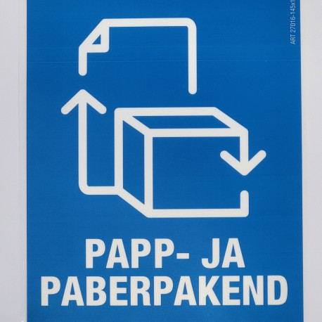 Kleebis prügikastile - Papp- ja paberpakend 95x145mm