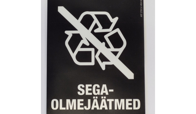 Kleebis prügikastile - Sega-olmejäätmed 65x100mm
