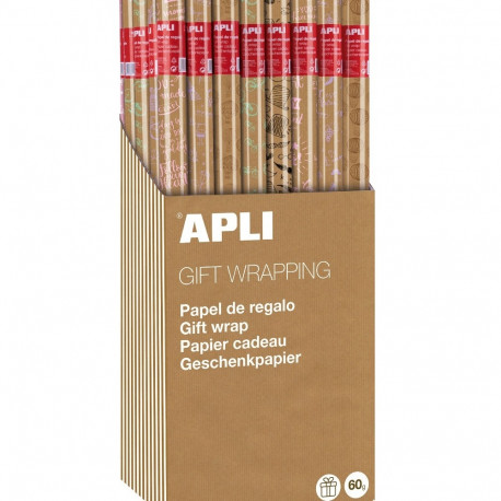 Pakkepaber Kraft Fun, 60gsm, 70cmx2m, assortii 5 erinevat, Apli