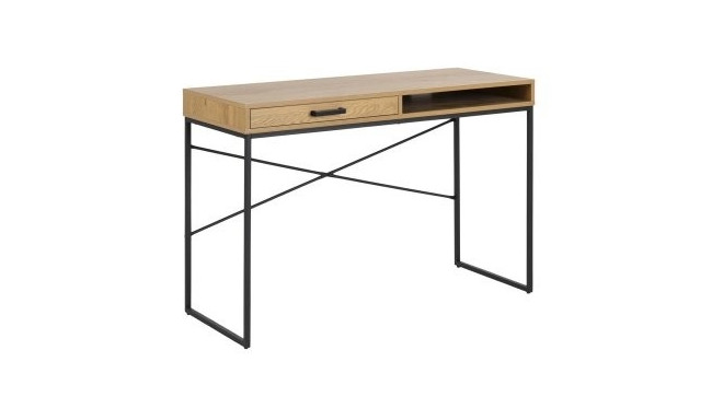 Kirjutuslaud SEAFORD sahtliga vasakul AC89405, 110x45xH75cm/ MDF/melamiin tamm, must met. jalaraam