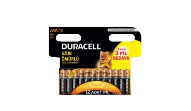 Patareid Duracell MN2400/12 Economy Pack AAA LR03 1,5V Alkaline, 1 pakk (pakis 12tk)