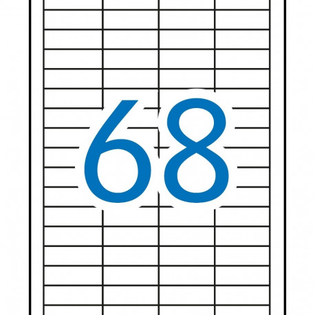 Etikett iseliimuv APLI 48,5x16,9mm, eemaldatav, 68 tk A4 lehel, 100l/pk, Ref.03053