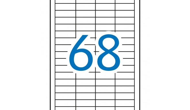 Etikett iseliimuv APLI 48,5x16,9mm, eemaldatav, 68 tk A4 lehel, 100l/pk, Ref.03053