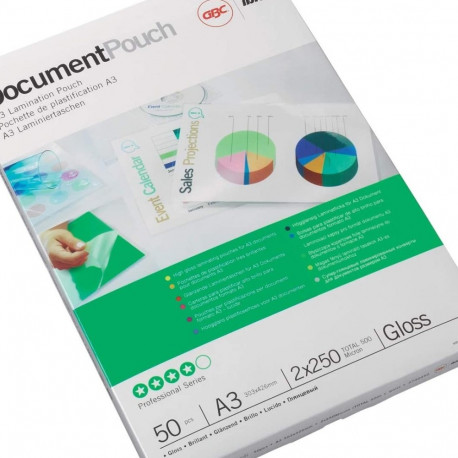 Lamineerimiskile A3 250mic, 50 kile pakis, GBC Document Laminating Pouches Gloss