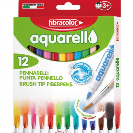 Viltpliiats Fibracolor akvarellitav Aquarello 12 värvi +pintsel