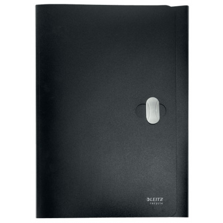 Mapp A4 plast, must, 3 klappi, pöördsulgur, Leitz Recycle, Blue Angel