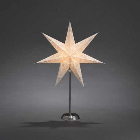 Paberist 7-haruline jõulutäht hõbedasel jalal, D-48cm, K-68cm, E14 lambipesa 15W pirnile, valge kaab