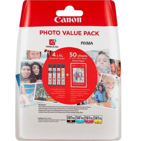 Tint Canon CLI-581XL Photo Value Pack CMYK fotopaber 10x15 50l PIXMA TR7550/8550 TS6150/TS6350 TS815