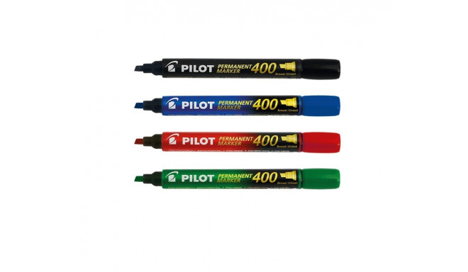 Marker permanent Pilot 400 - FINE 4 mm lõigatud otsaga -4 värvi/kompl