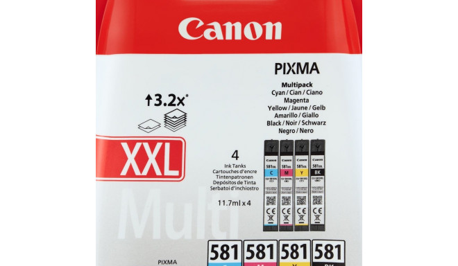 Tint Canon CLI-581XXL CMYK Multipack PIXMA TR7550/8550 TS6150/TS6350 TS8150-seeria TS8240-seeria TS8