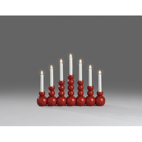 Küünlajalg pallidest 39xK-30cm, 7 küünalt, 230V, 170cm juhe/ punane värvitud puit