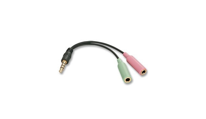 Audio adapter 4-kontaktiga 3,5mm pistik 4-pin -> 2x3,5mm pesad eraldi kõrvaklappide ja mikrofoni pis