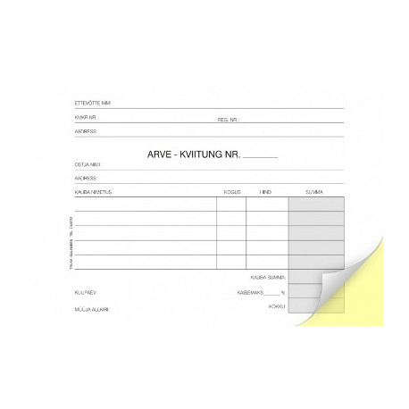 Kviitung-arve A6 isekopeeriv raamat (2x50lehte)