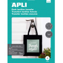 Etikett APLI 210x297mm, värvilisele kangale, tindiprinterile, A4, 5 l/pk, Ref. 04128