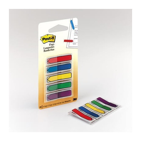 Järjehoidja Post-IT indeks nool, PP, 12x43mm,  5 vätvi x 20 tk