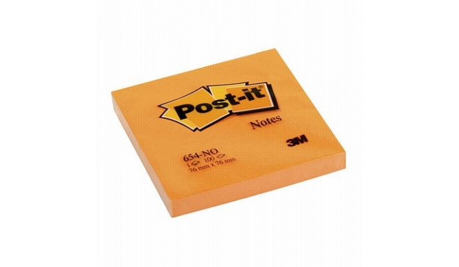 Märkmepaber iseliimuv POST-IT 654 neoonoranz,76x76mm (pakis 100l.)