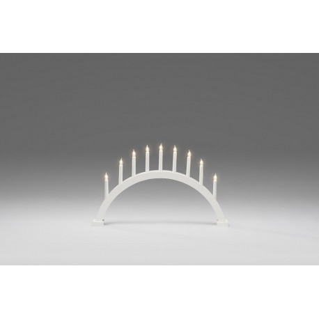 Küünlajalg kaarekujuline 62xK-38cm, 9 küünalt, 230V, 170cm juhe/ valge värvitud puit