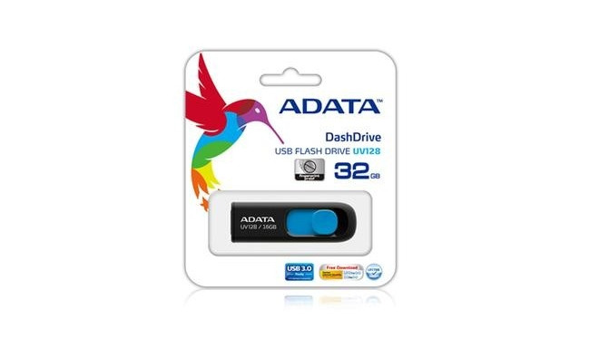 ADATA DashDrive UV128 128GB USB flash drive USB Type-A 3.2 Gen 1 (3.1 Gen 1) Black, Blue