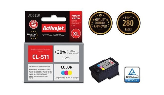 Activejet AC-511R ink (replacement for Canon CL-511; Premium; 12 ml; color)