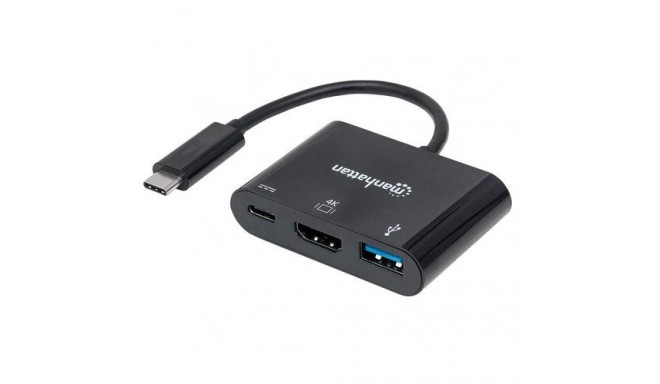 Manhattan USB-C Dock/Hub, Ports (x3): HDMI, USB-A and USB-C, 5 Gbps (USB 3.2 Gen1 aka USB 3.0), With