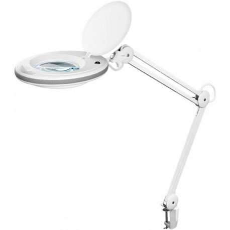 LED Magnifying Lamp with Clamp, 8 W, 650 lm, 127 mm crystal glass lens, 1.75x magnification, double
