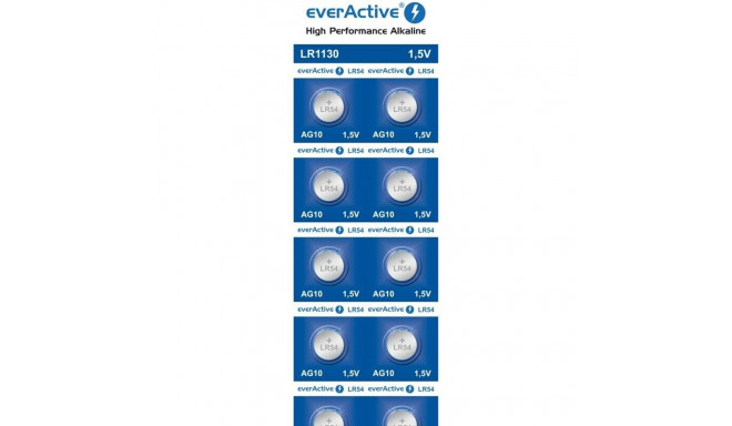 Patareid EverActive AG10 G10 LR1130 LR54 1,5 V (10 Ühikut)