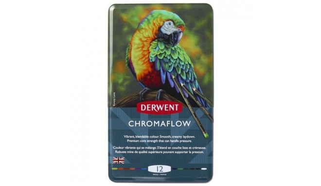 Värvipliiats Derwent Chromaflow 12tk metallkarbis