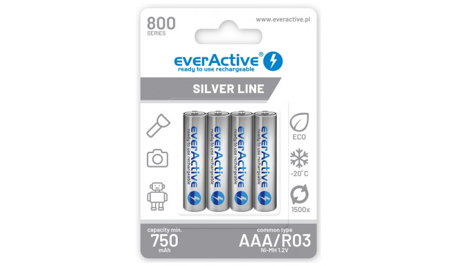 everActive aku Ni-MH R03 AAA 800mAh Silver Line 4tk