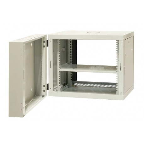 EMITERNET Split hanging cabinet 19" 9U, sheet metal/glass doors, 600×550×500mm width/depth/height EM