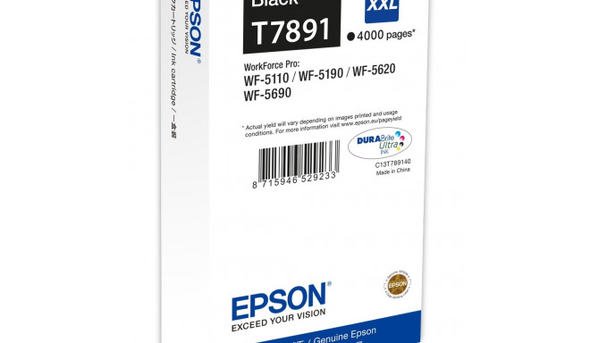 "Epson Tinte T7891 XXL C13T789140 Schwarz bis zu 4.000 Seiten"