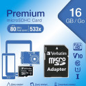 16GB Verbatim Premium MicroSDHC 80MB/s +Adapter