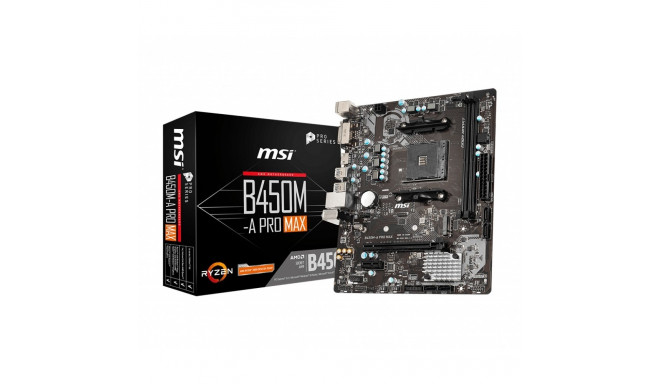 MSI mainboard B450M-A PRO MAX mATX (M.2 Port, PCIe 3.0 x 4, NVMe PCI:1 PCIe:1 RAM:2) AM4