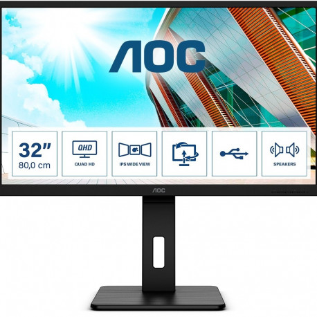 "80,0cm/31,5"" (2560×1440) AOC Q32P2 16:9 IPS 4 ms 75Hz HDMI DisplayPort USB-Hub Speakers VESA Black