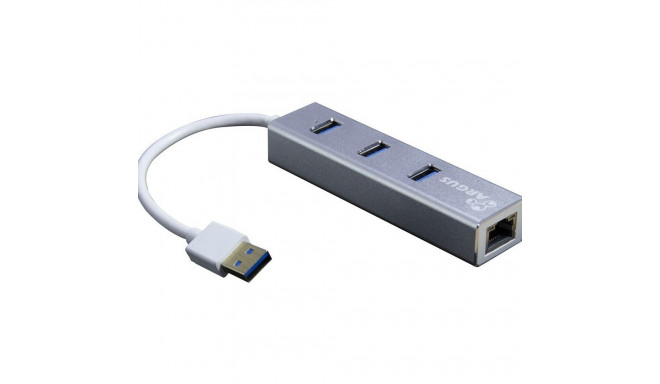 "USB3.0 HUB 3Port Inter-Tech Argus IT-310-S 1x RJ45 Gigabit Lan passiv Silver"