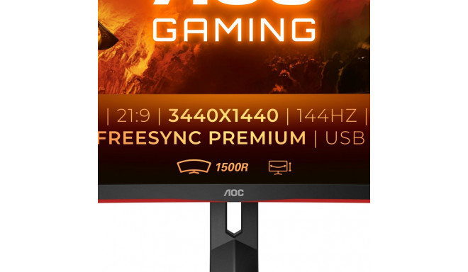 "86cm/34'' (3440x1440) AOC CU34G2X/BK Gaming 21:9 1ms 144Hz 2xHDMI DisplayPort VESA WQHD Black"