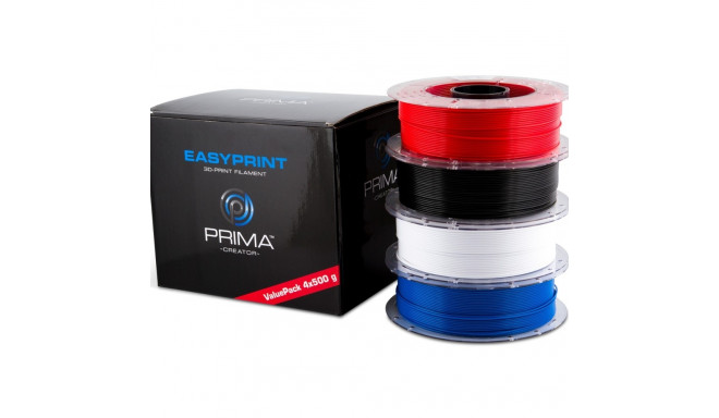 PLA filamentide komplekt EasyPrint 3D-printerile, Standard 1.75mm, 4 x 500g - Valge, Must, Sinine, P