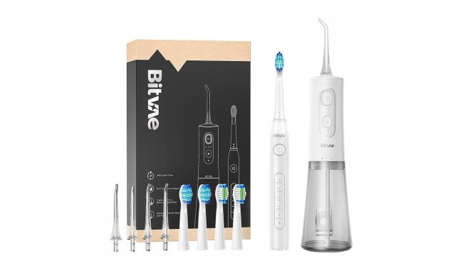 Sonic toothbrush with tips set and water flosser Bitvae D2+C2 (white)