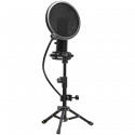 LORGAR Voicer 721, Gaming Microphone, Black, USB condenser microphone with tripod stand and pop filt