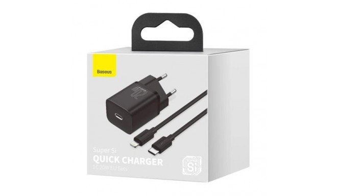 Baseus TZCCSUP-B01 Travel Charger set / Super Si 1C QC / Cable Type-C to Lightning 1m 20W