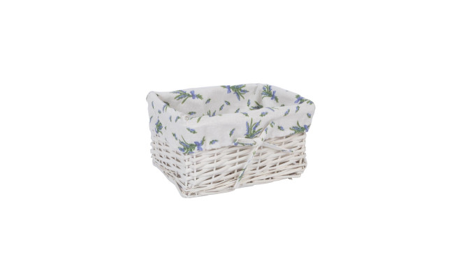 Korv MAX-5, 24x18xH12cm, valge punutis, lilleline kangas