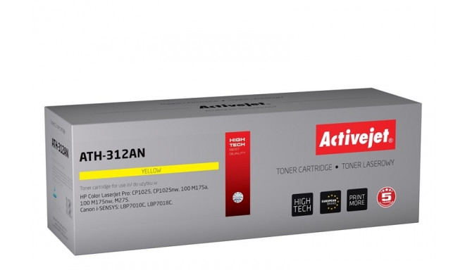 Activejet ATH-312AN Toner (replacement for Canon, HP 126A CRG-729Y, CE312A; Premium; 1000 pages; yel