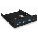 ICY BOX IB-HUB1418-i3, front panel (black, 3x USB 3.0 Type-A, 1x USB Type-C)